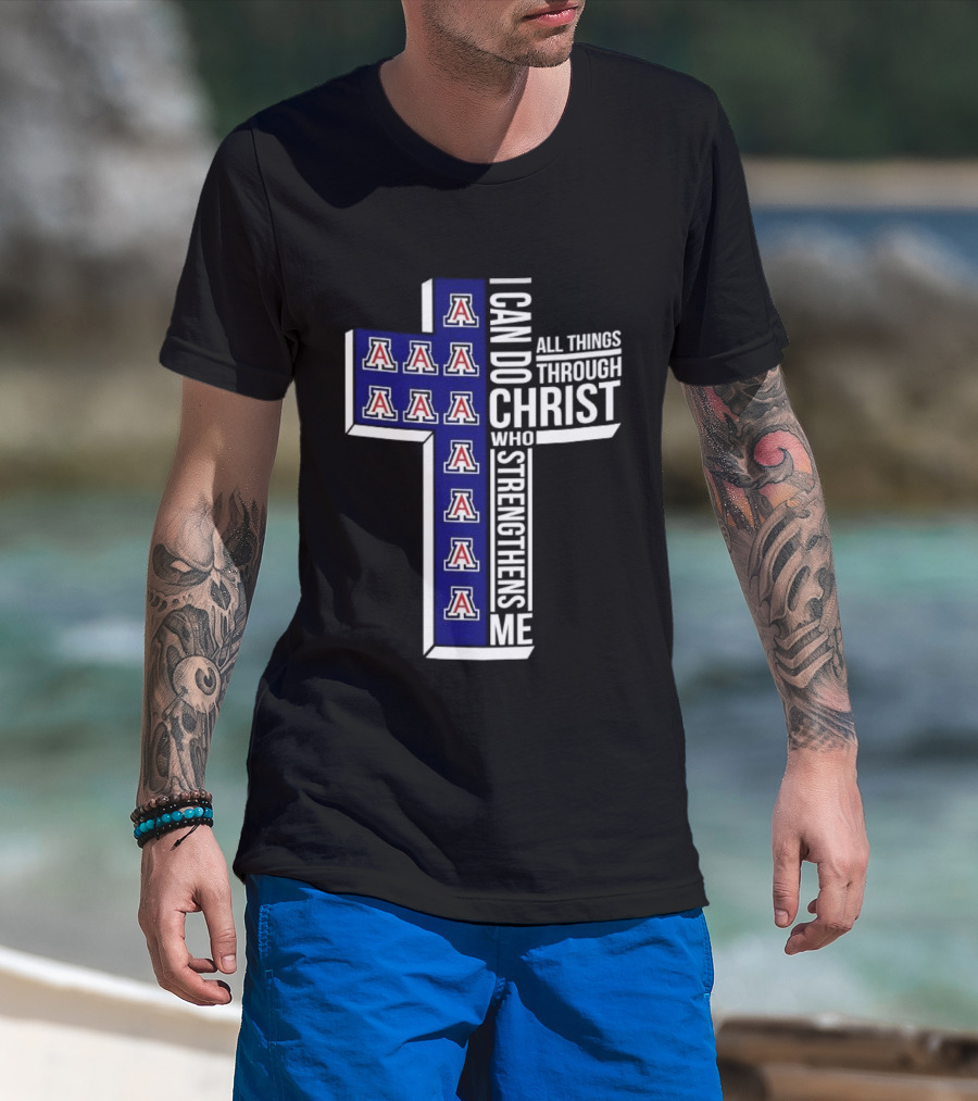 Arizona Wildcats Cross I Can Do All Things Through Christ Who Strengthens Me T-Shirt