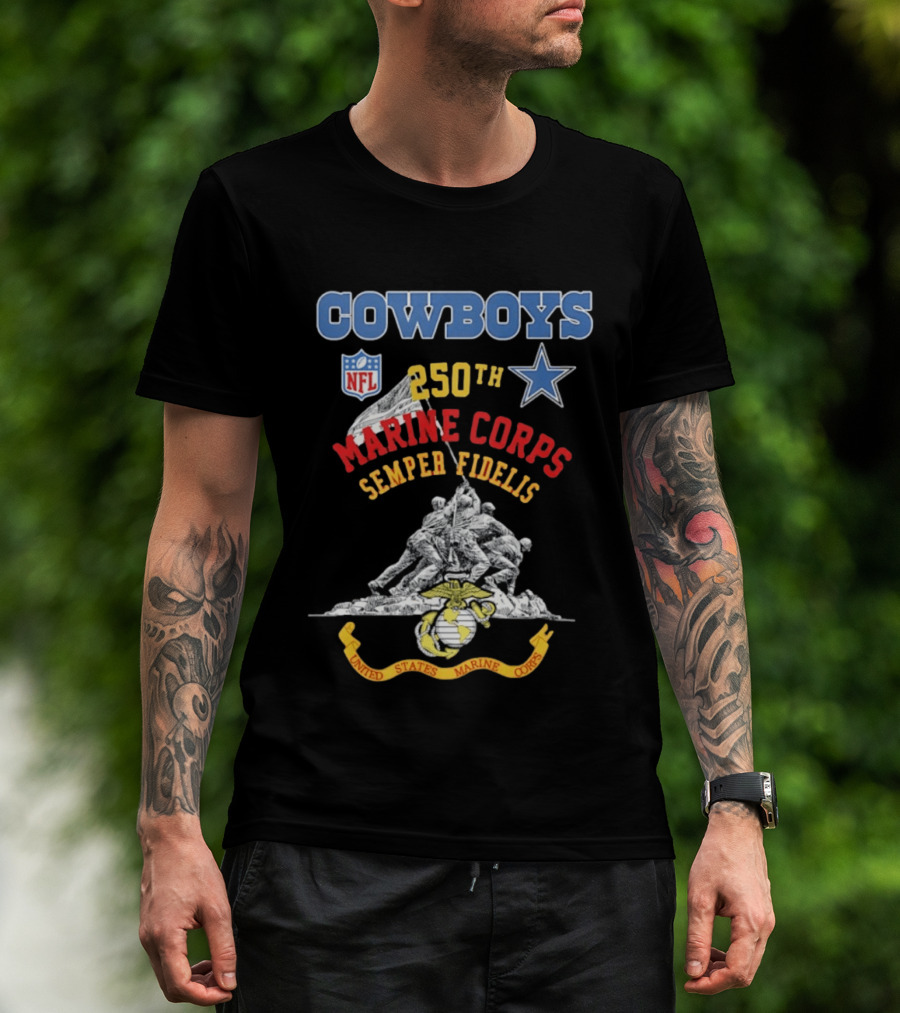 Cowboys NFL Marine Corps 250th Semper Fidelis United States T-Shirt