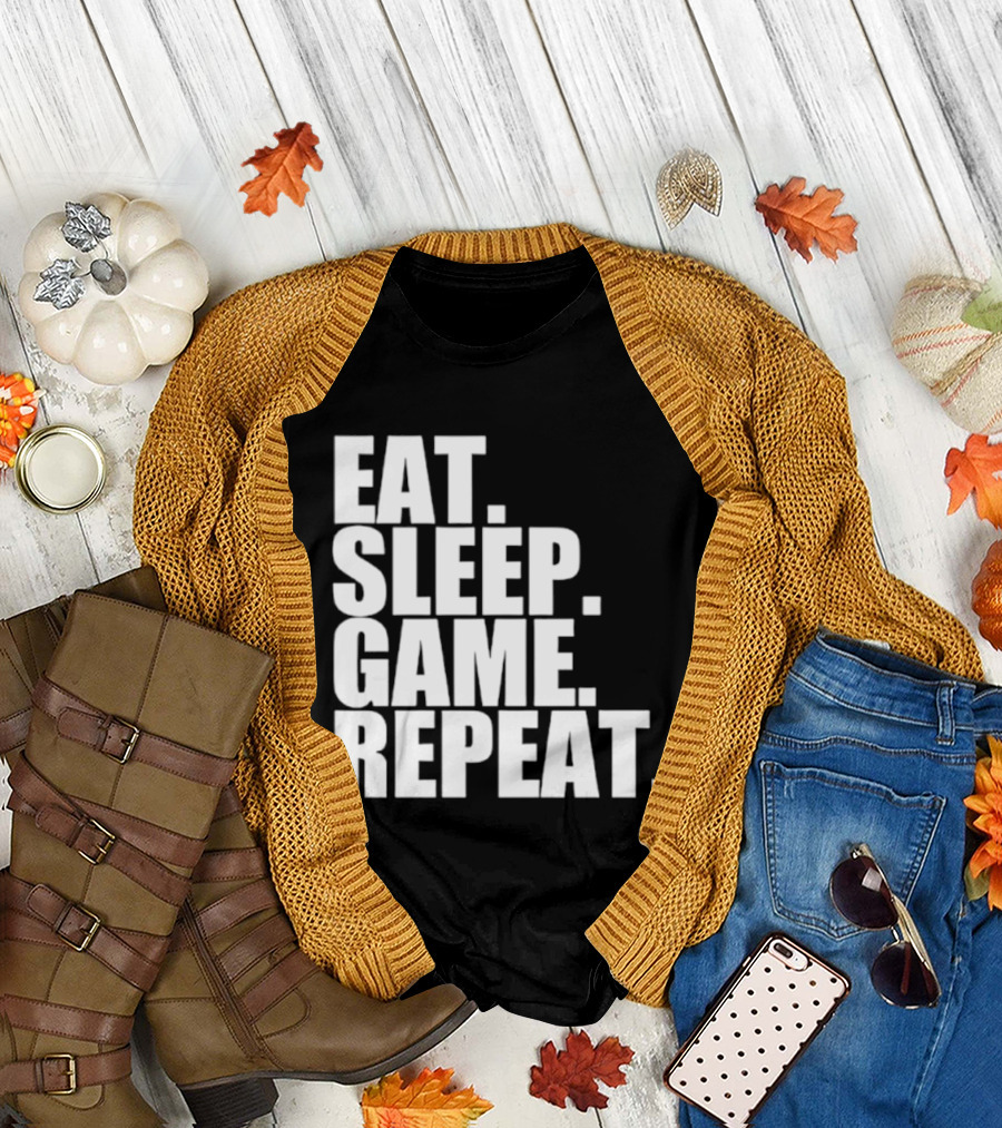 Eat Sleep Game Repeat Gamer Lifestyle Phrase T-Shirt