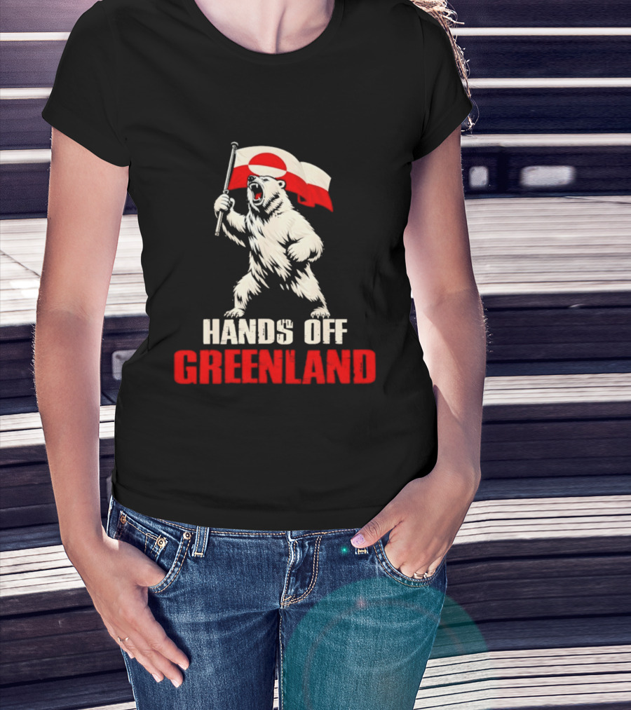 Hands Off Greenland Flag Bear Support Greenland T-Shirt