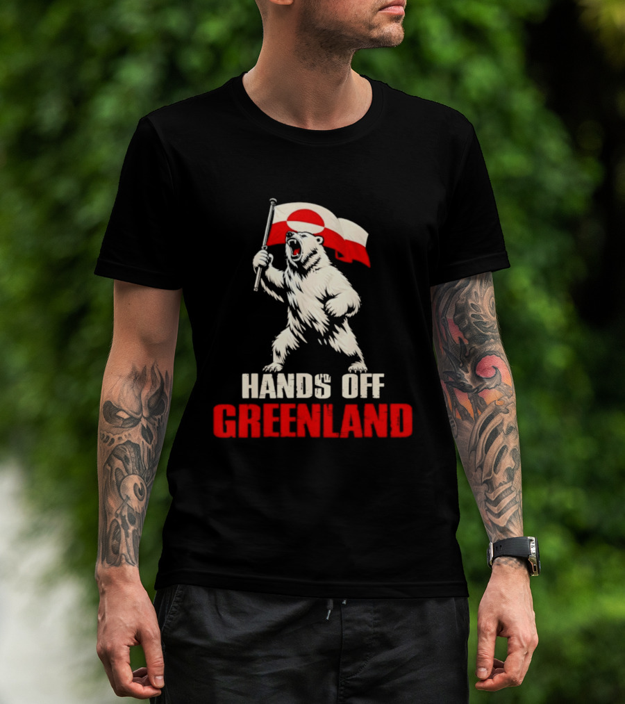 Hands Off Greenland Flag Bear Support Greenland T-Shirt