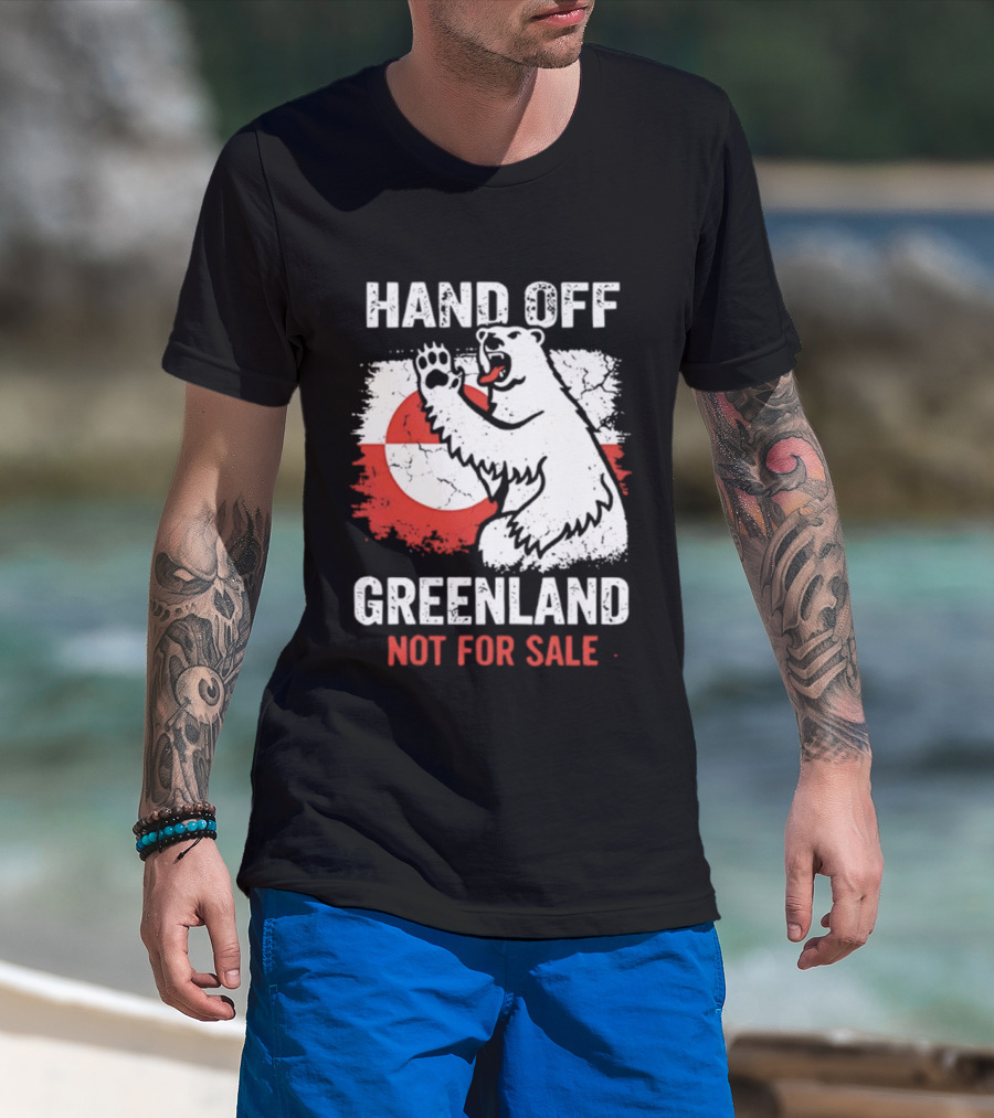 Hand Off Greenland Not For Sale Polar Bear Flag T-Shirt