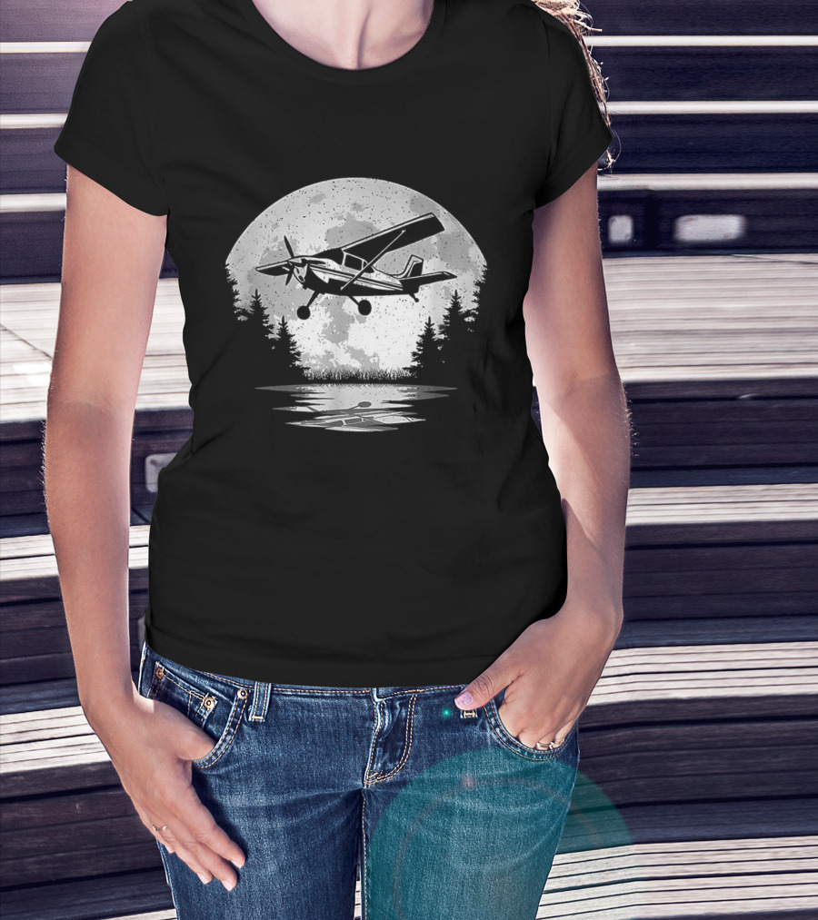 Pilot Airplane Aviator Aviation Vintage Seaplane Reflections T-Shirt