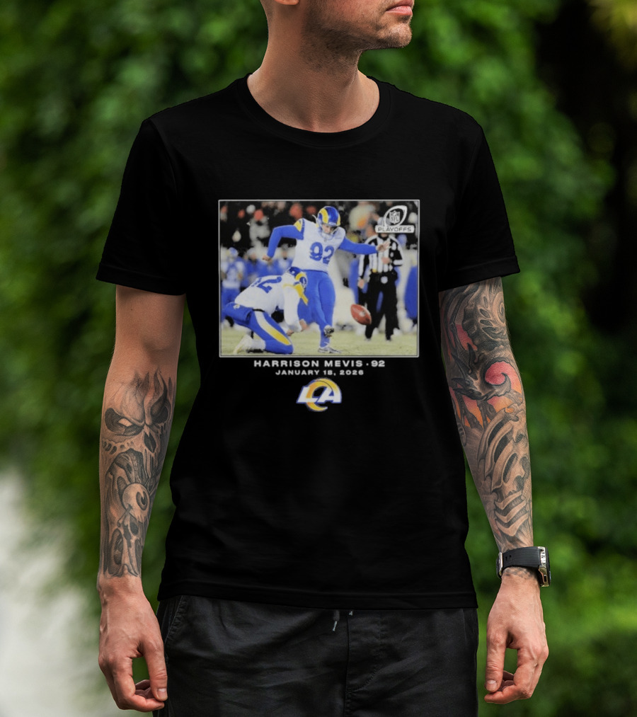 Harrison Mevis Los Angeles Rams NFL Playoffs Kick 92 T-Shirt
