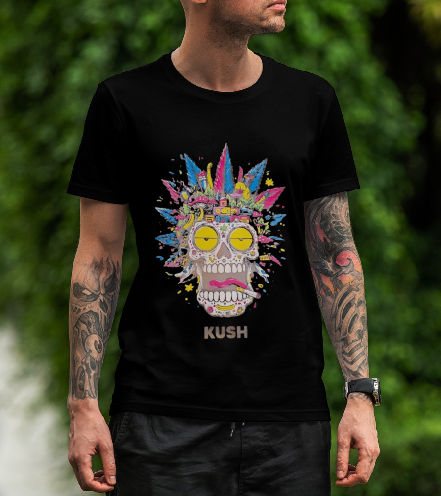 Psychedelic Kush Skull Vibrant Cannabis T-Shirt