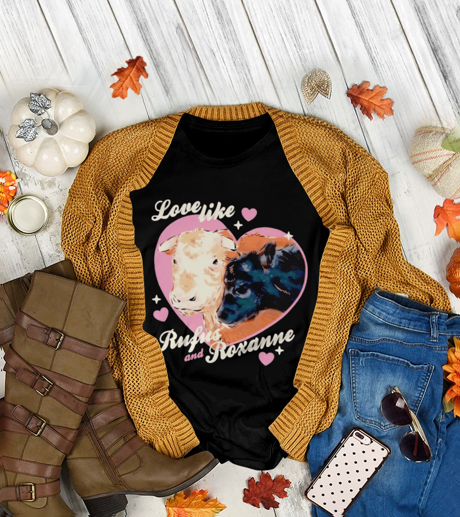 Love Like Rufus And Roxanne Heart Cows Pink Romance T-Shirt
