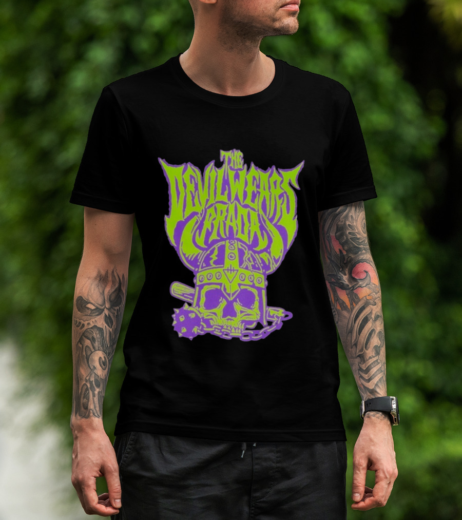 The Devil Wears Prada Viking Skull With Mace And Chain T-Shirt