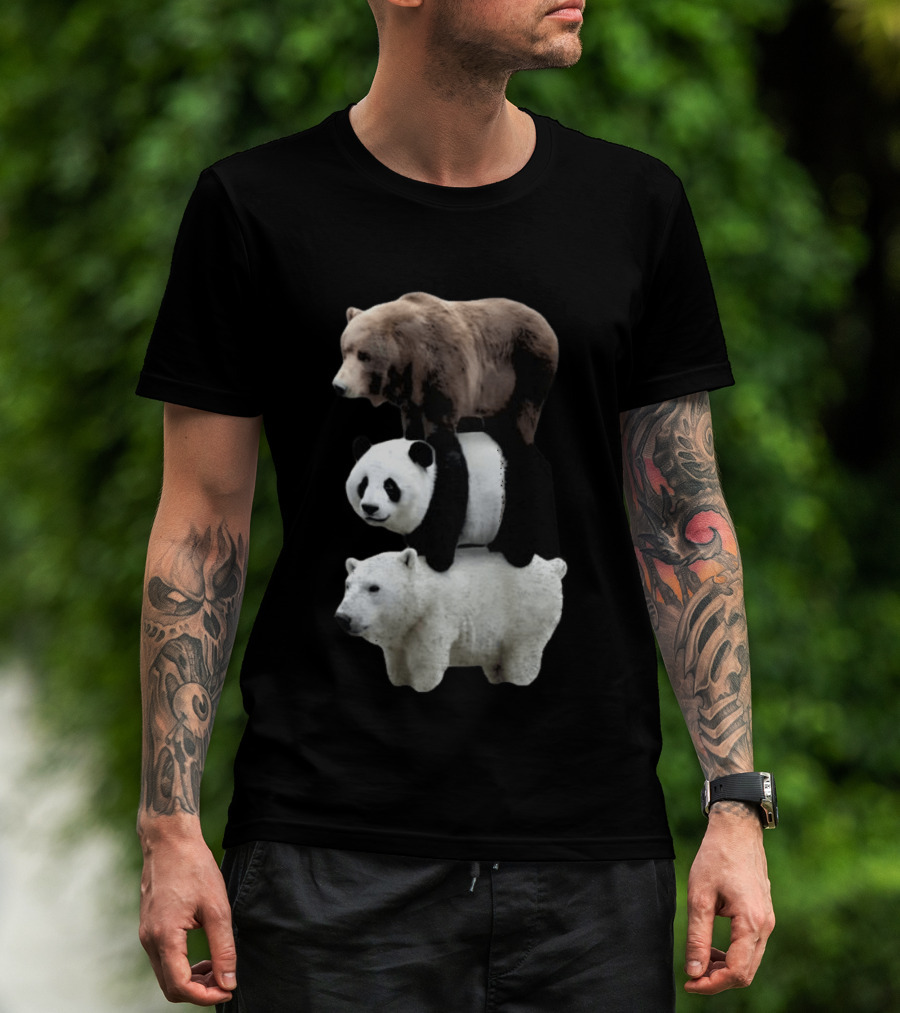 We Bears Realistic Stacked Brown Panda Polar Bears T-Shirt