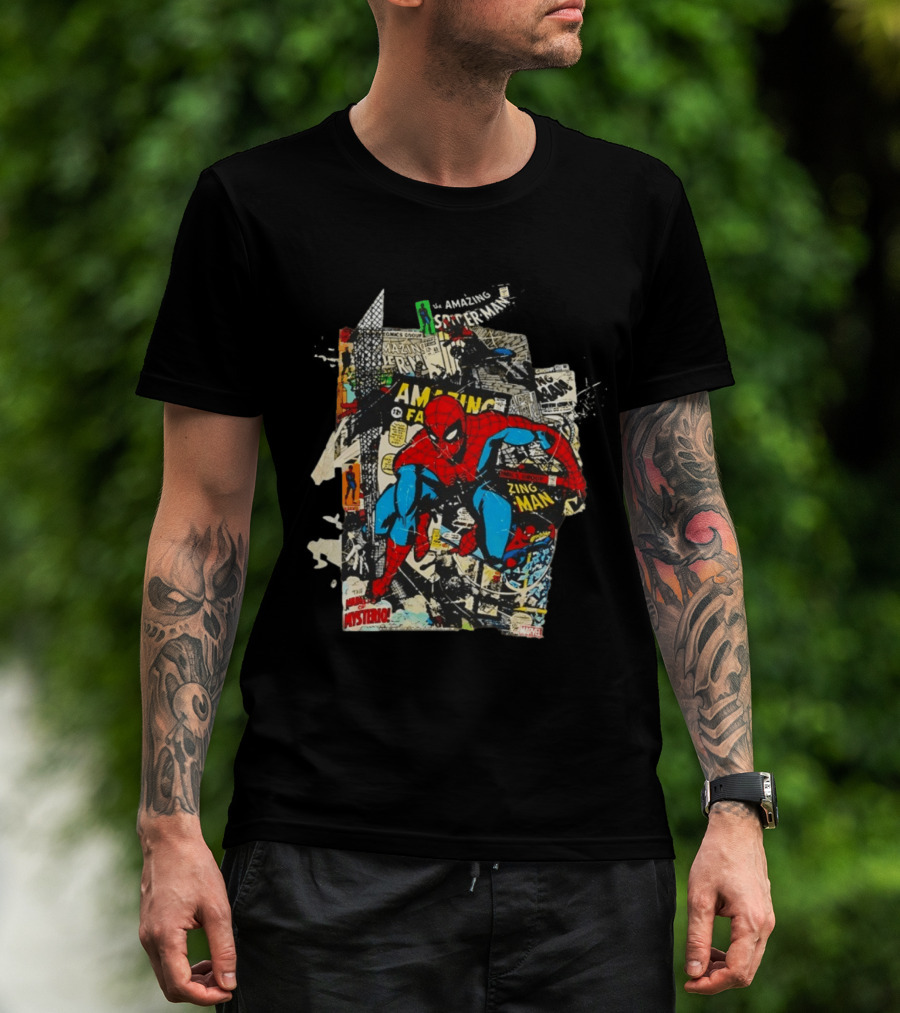 Amazing Fantasy Spider Man Zing Man Marvel Comic Collage T-Shirt
