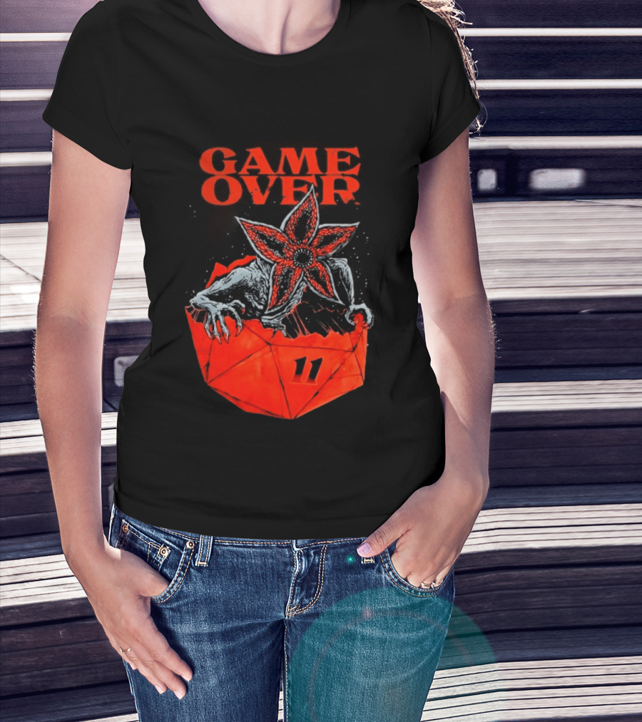 Game Over Stranger Things Demogorgon Eleven Dice T-Shirt