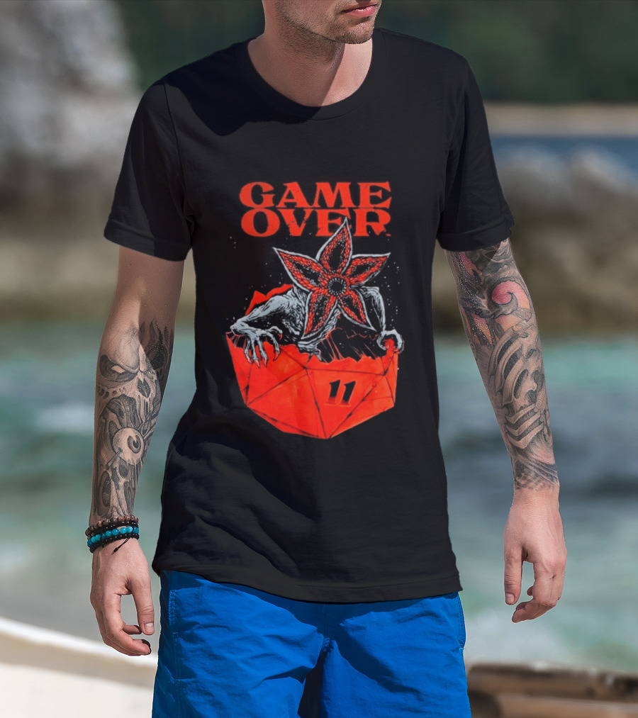 Game Over Stranger Things Demogorgon Eleven Dice T-Shirt