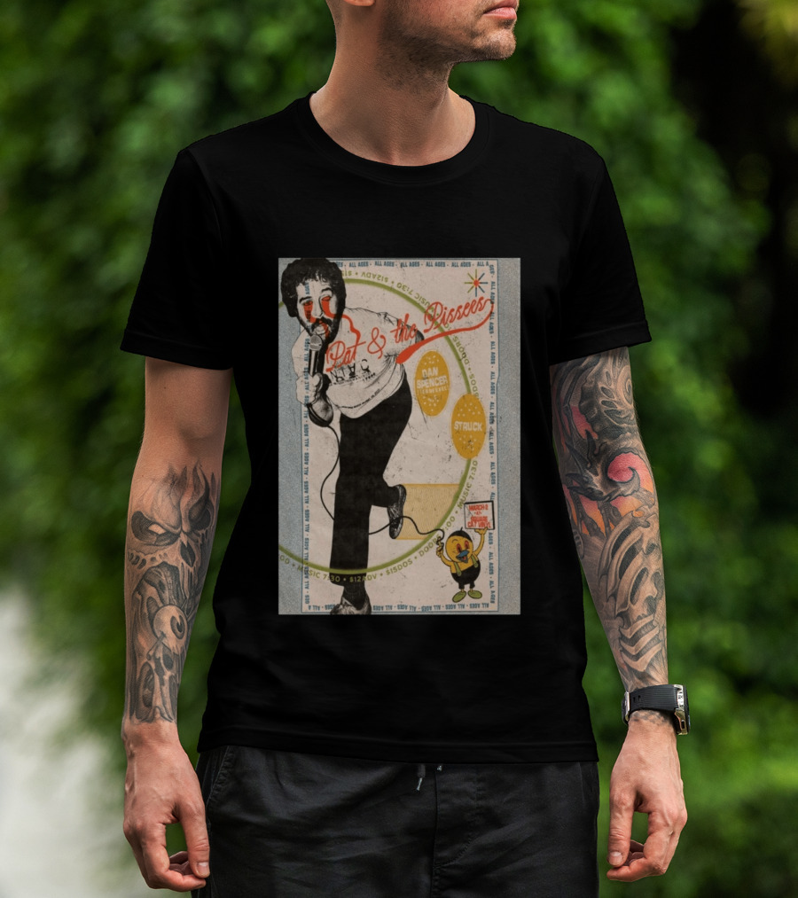 Pat & The Pissers Dan Spencer Struck March 2 All Ages Square Cat Vinyl Concert T-Shirt