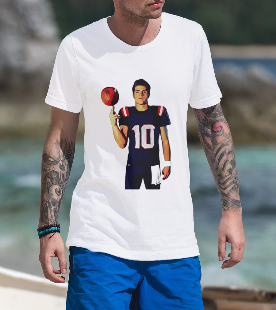 Drake Maye M.N.E.G.A. New England Patriots Football 10 T-Shirt