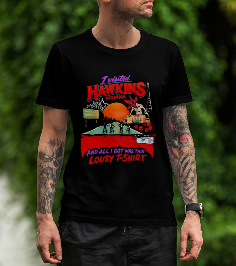 I Visited Hawkins Indiana Welcome Sign Demogorgon Bicycle Kids Lousy T T-Shirt