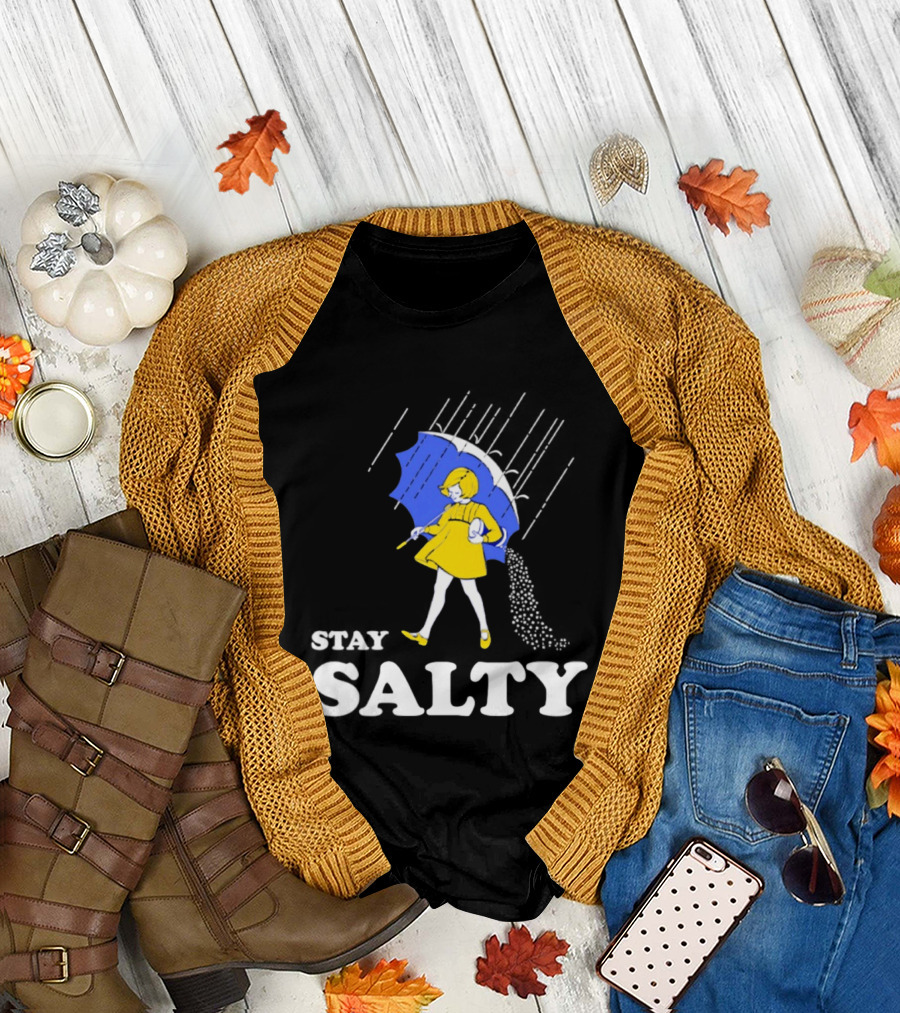 Stay Salty Girl in Yellow with Blue Umbrella T-Shirt