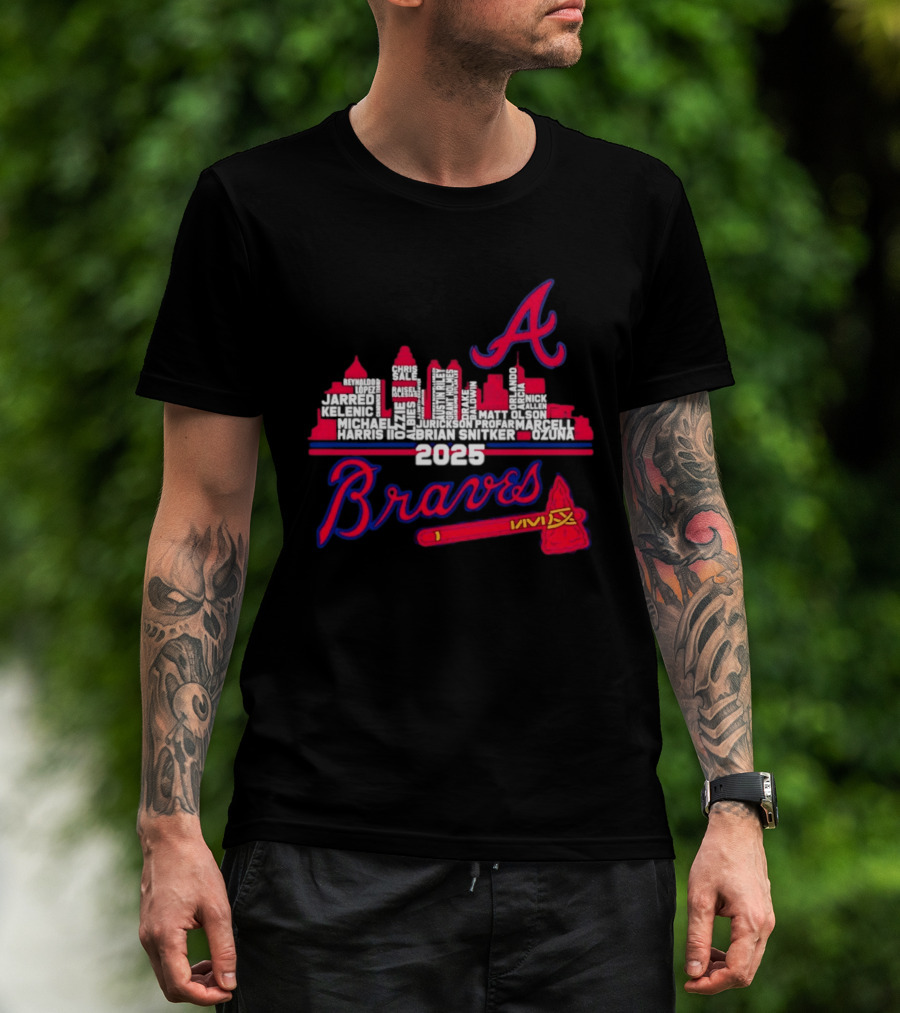 Atlanta Braves Players City Skyline 2025 T-Shirt