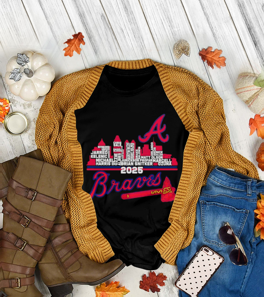 Atlanta Braves Players City Skyline 2025 T-Shirt