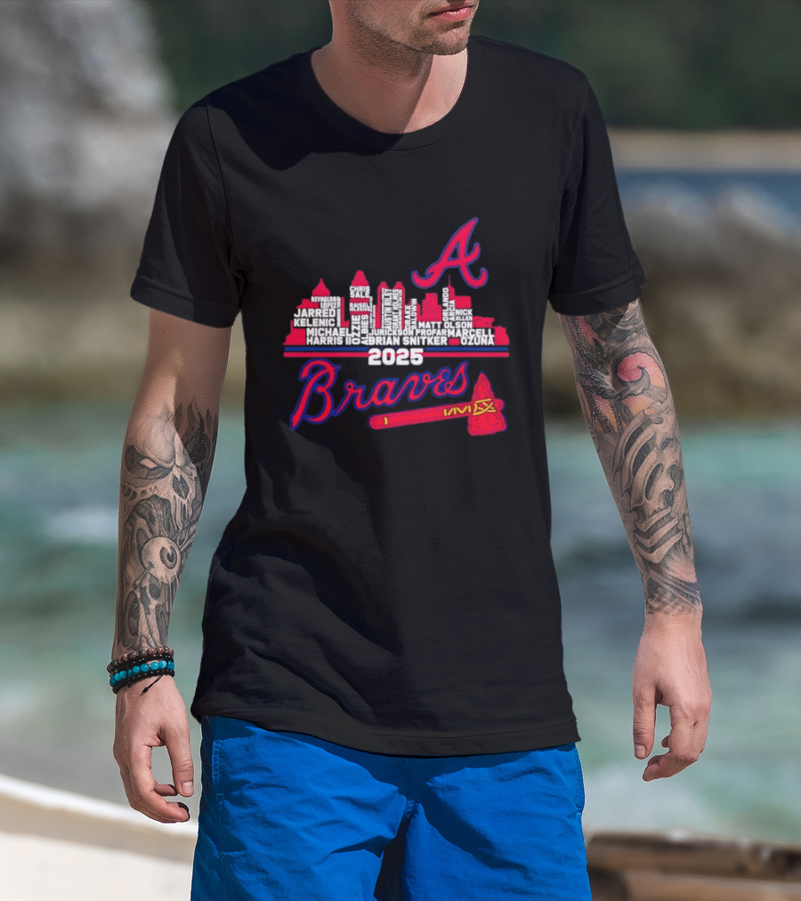 Atlanta Braves Players City Skyline 2025 T-Shirt
