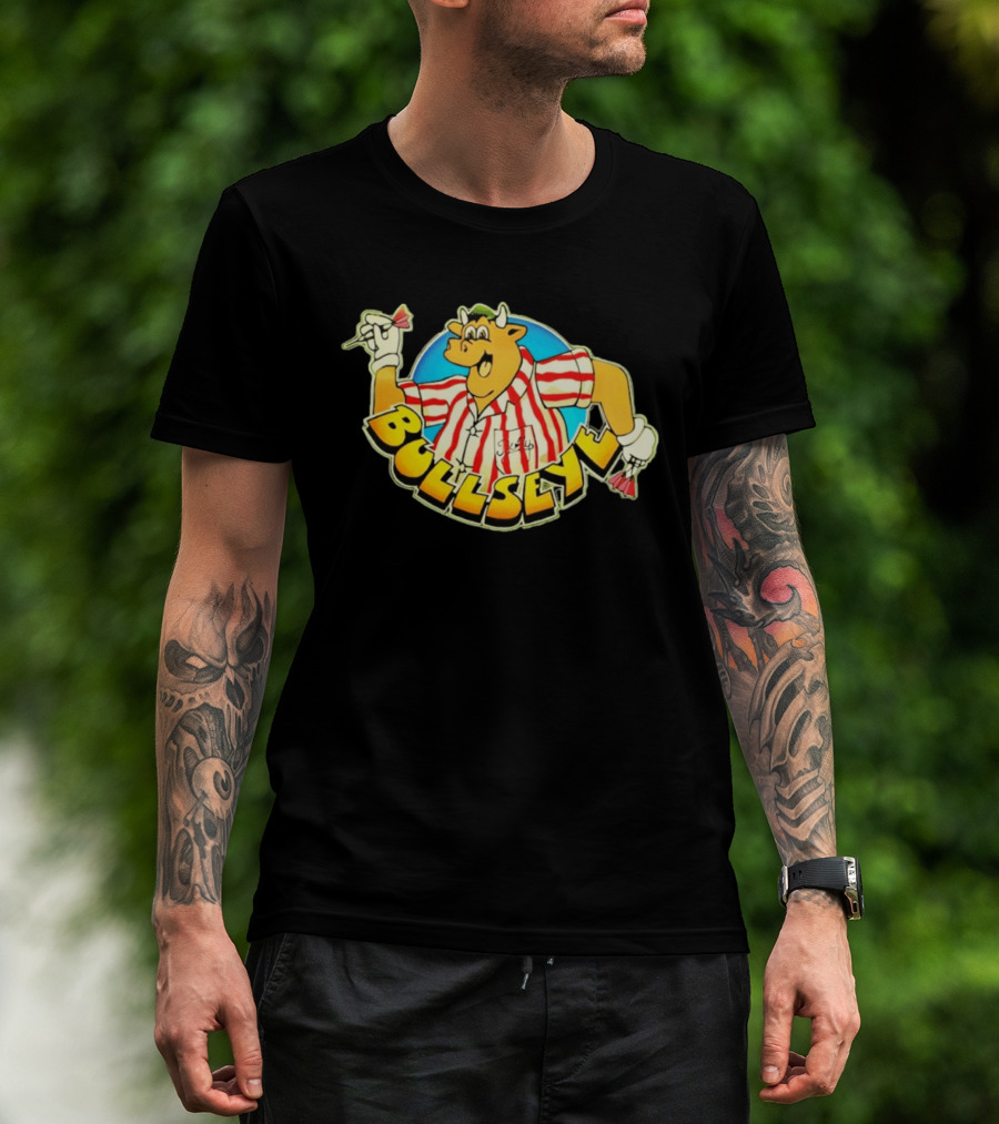 Bullseye Cartoon Bull With Darts Retro TV Show T-Shirt