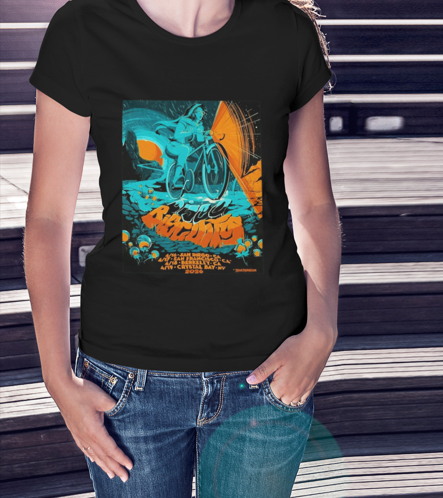 Bicycle Day Tour The Disco Biscuits West Coast April 2026 San Diego San Francisco Berkeley Crystal Bay T-Shirt