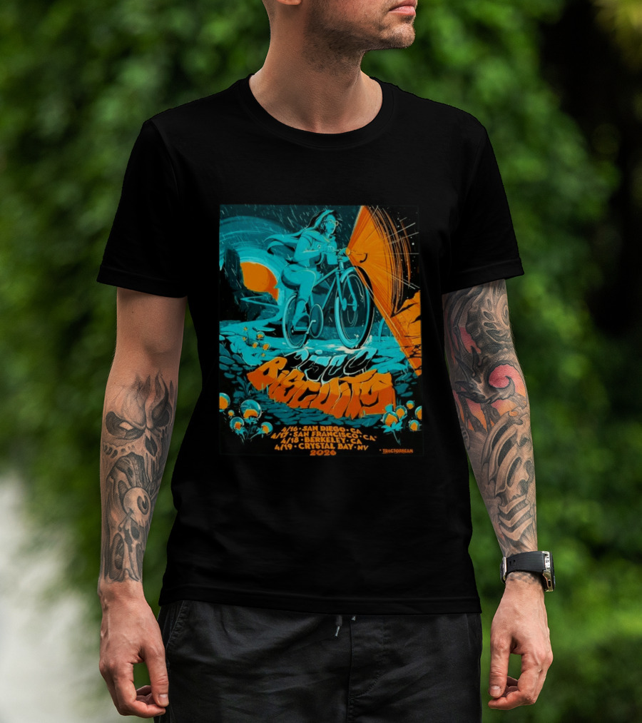 Bicycle Day Tour The Disco Biscuits West Coast April 2026 San Diego San Francisco Berkeley Crystal Bay T-Shirt