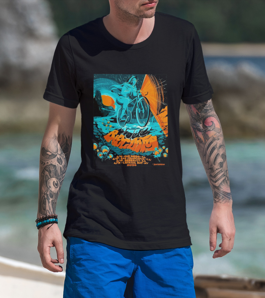 Bicycle Day Tour The Disco Biscuits West Coast April 2026 San Diego San Francisco Berkeley Crystal Bay T-Shirt