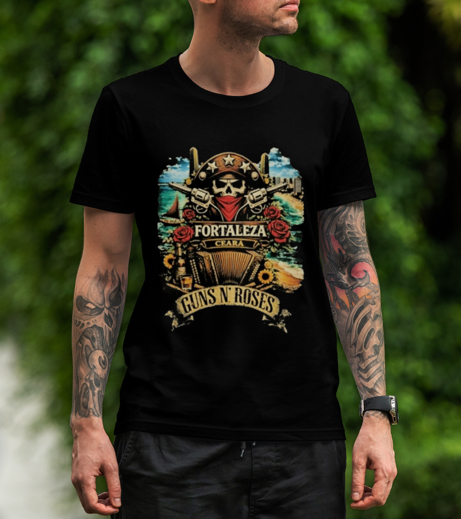 Fortaleza Ceará 2026 Guns N' Roses Skull And Guns Beach Scene T-Shirt