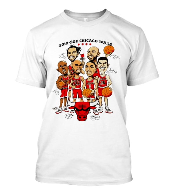 2010 2011 Chicago Bulls NBA Team Caricature T-Shirt