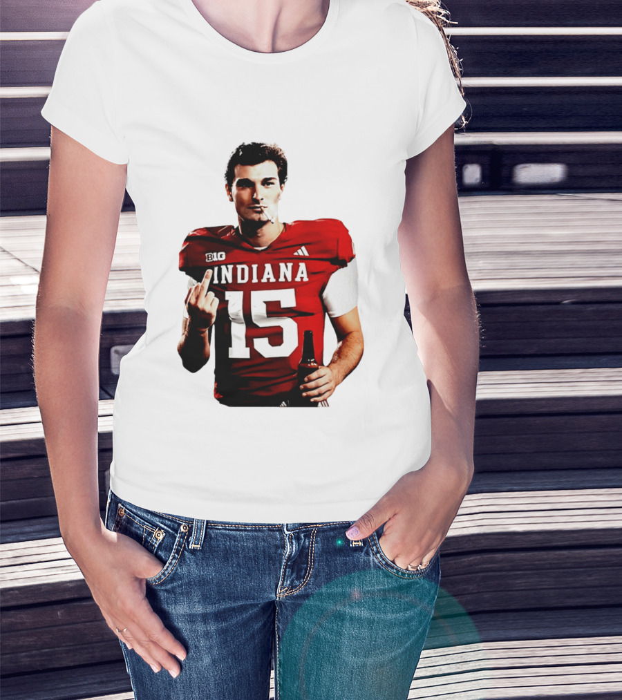 Indiana Hoosiers 15 Middle Finger Smoking Football Player T-Shirt