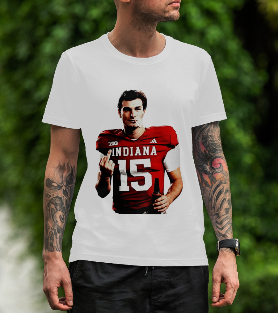 Indiana Hoosiers 15 Middle Finger Smoking Football Player T-Shirt