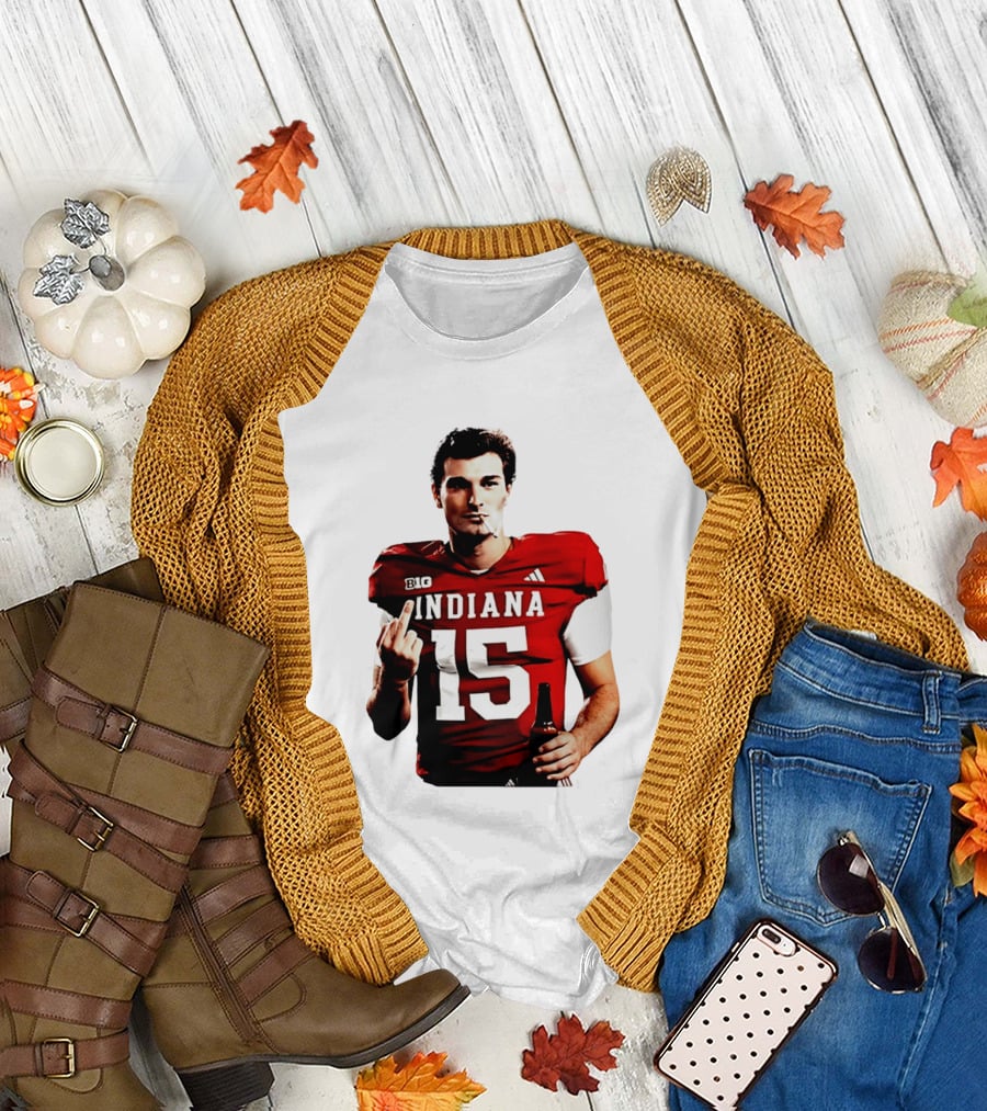Indiana Hoosiers 15 Middle Finger Smoking Football Player T-Shirt