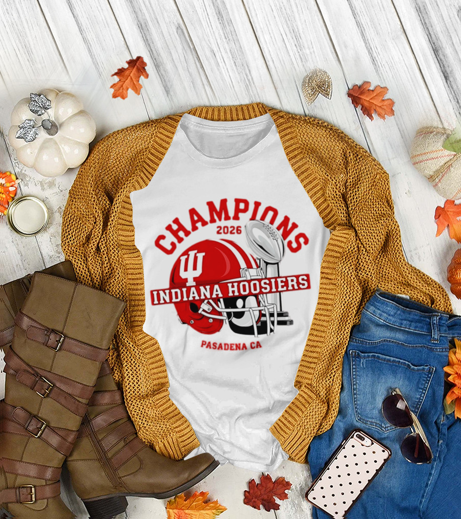 Indiana Hoosiers 2026 Champions Helmet Trophy Football Victory T-Shirt