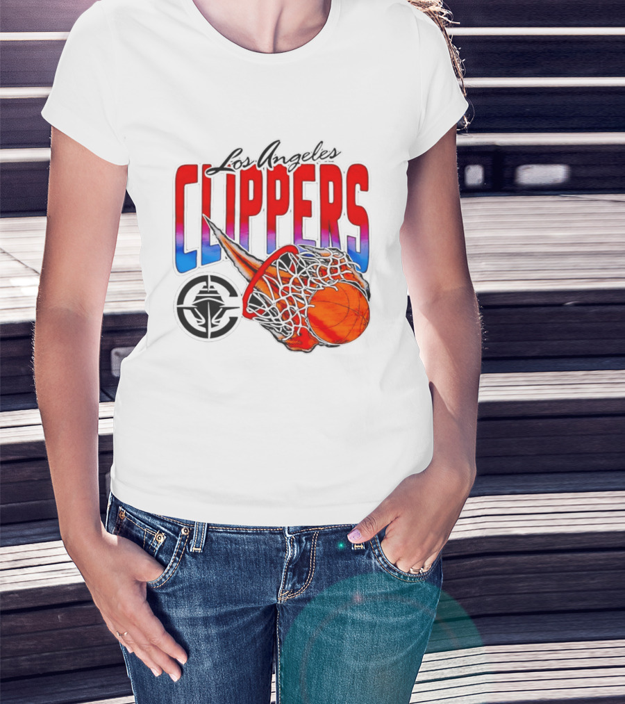 Los Angeles Clippers Basketball Flaming Hoop T-Shirt