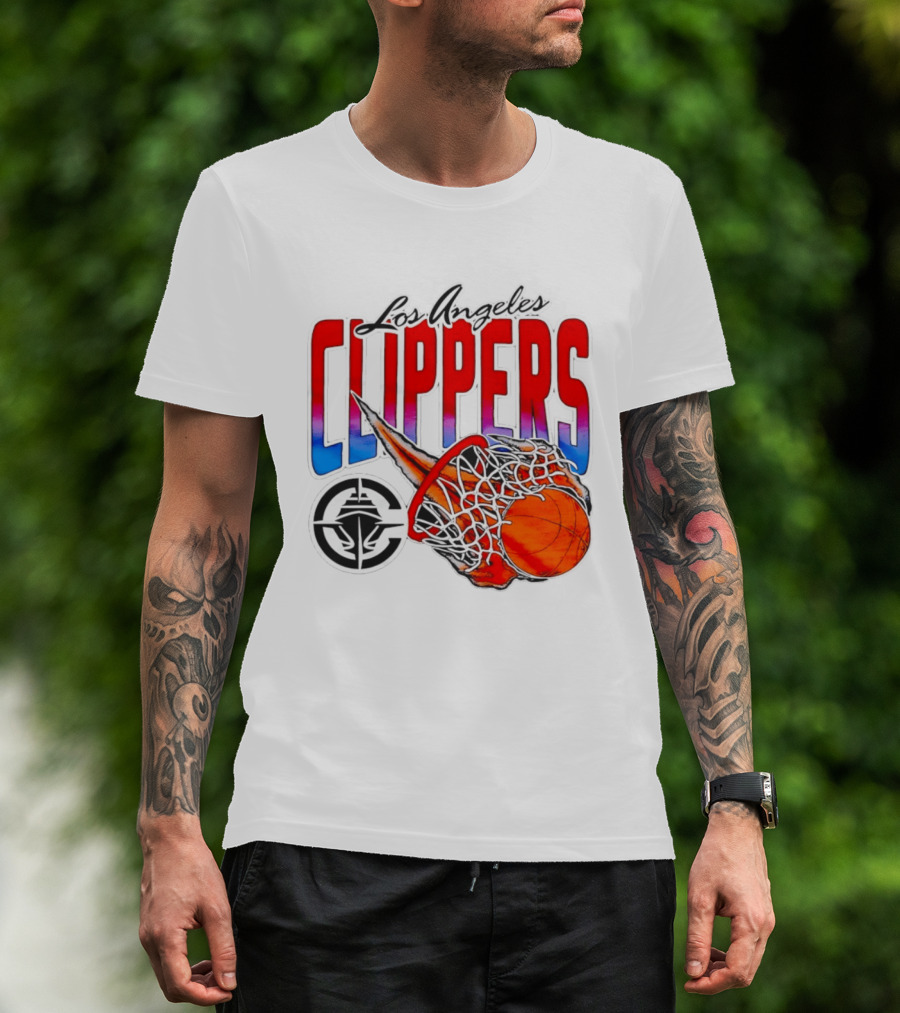 Los Angeles Clippers Basketball Flaming Hoop T-Shirt