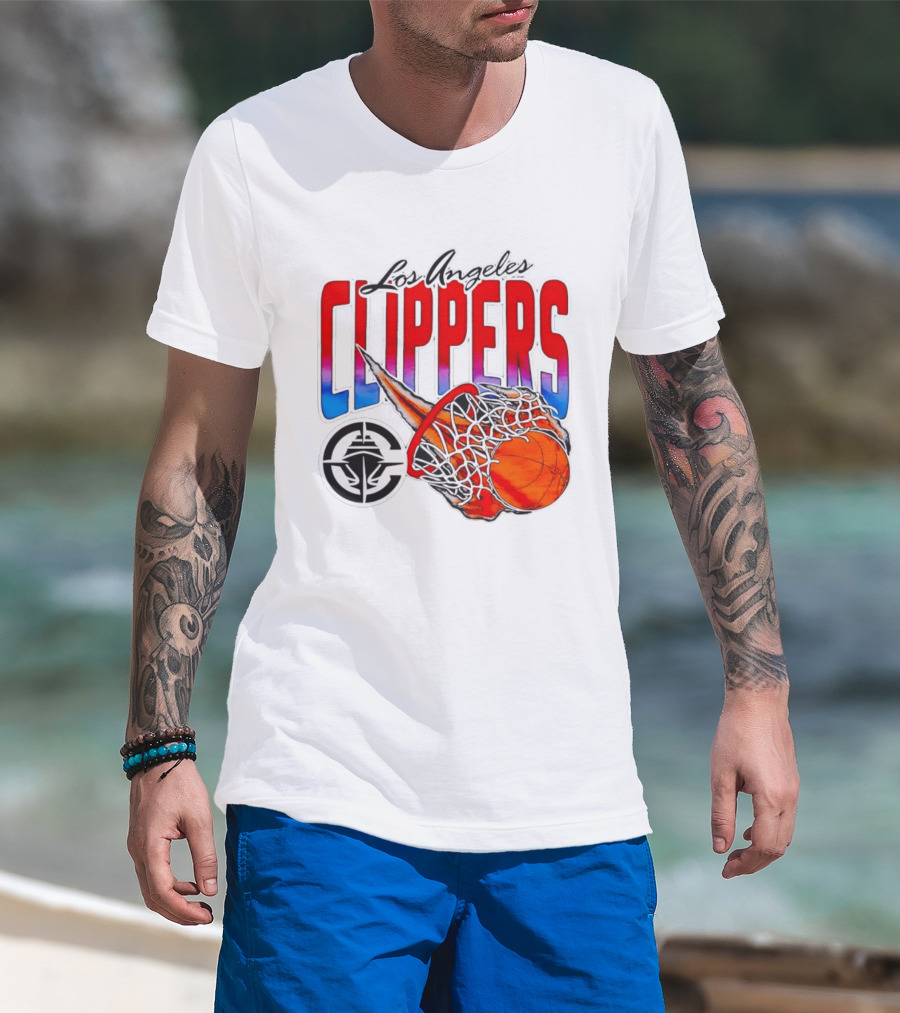 Los Angeles Clippers Basketball Flaming Hoop T-Shirt