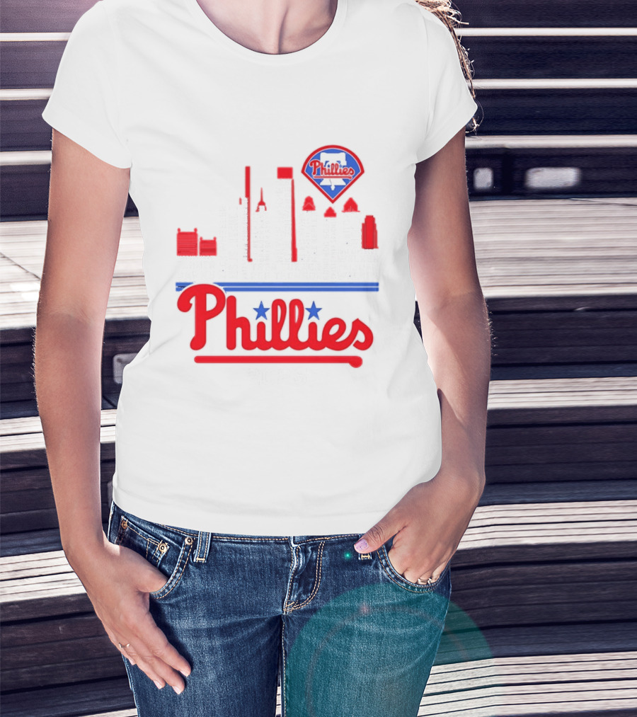 Philadelphia Phillies 2025 City Skyline And Players Names T-Shirt
