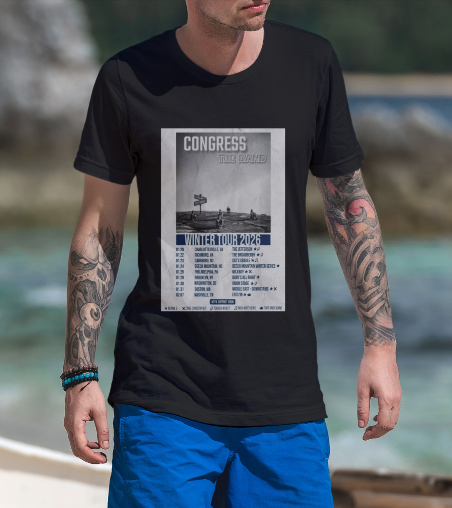 Congress The Band Winter Tour 2026 Charlottesville Richmond Carrboro Beech Mountain Philadelphia Brooklyn Washington Boston Nashville T-Shirt
