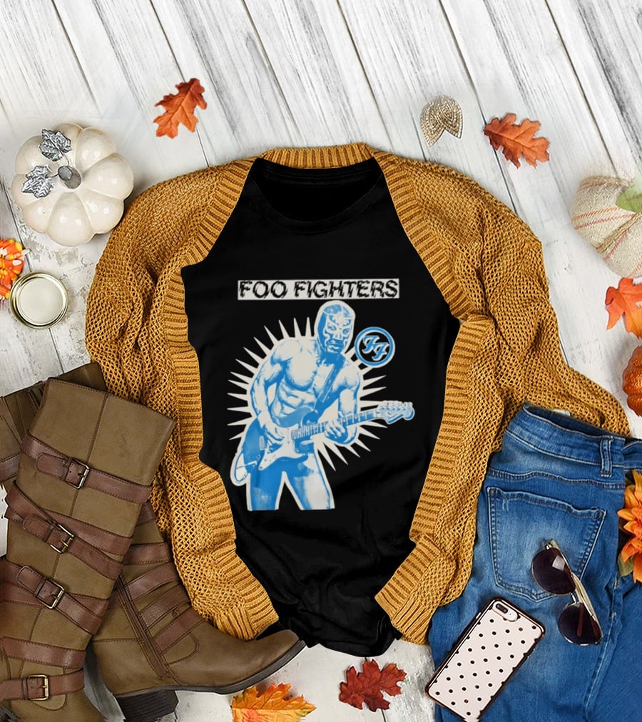 Foo Fighters 2026 Tasmania Lucha Libre Masked Guitarist Iconic FF T-Shirt