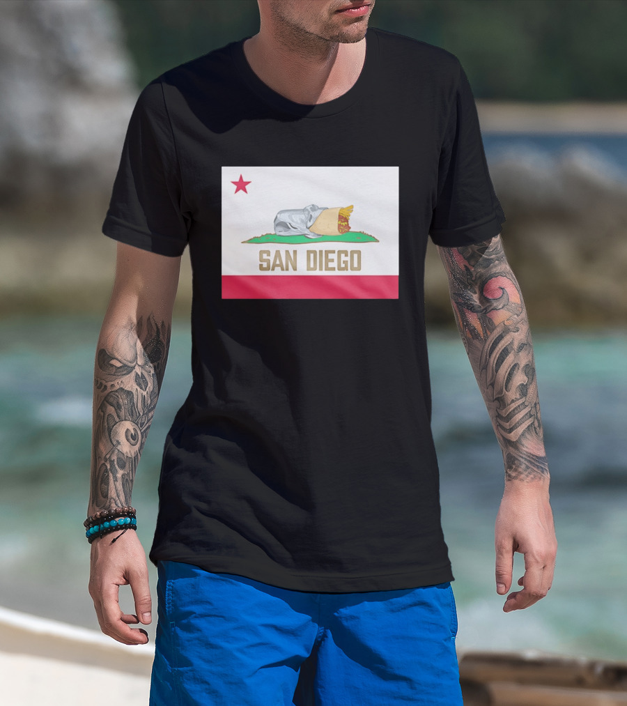 San Diego Padres Burrito California Flag T-Shirt