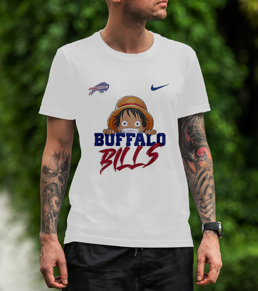 Buffalo Bills One Piece Monkey D Luffy Nike Collaboration T-Shirt