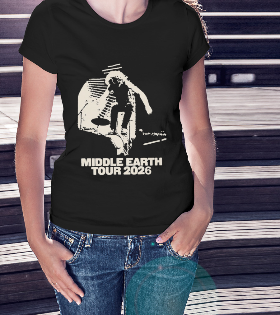 Jesse Welles Middle Earth Tour 2026 Sketch Style Concert Promotion T-Shirt