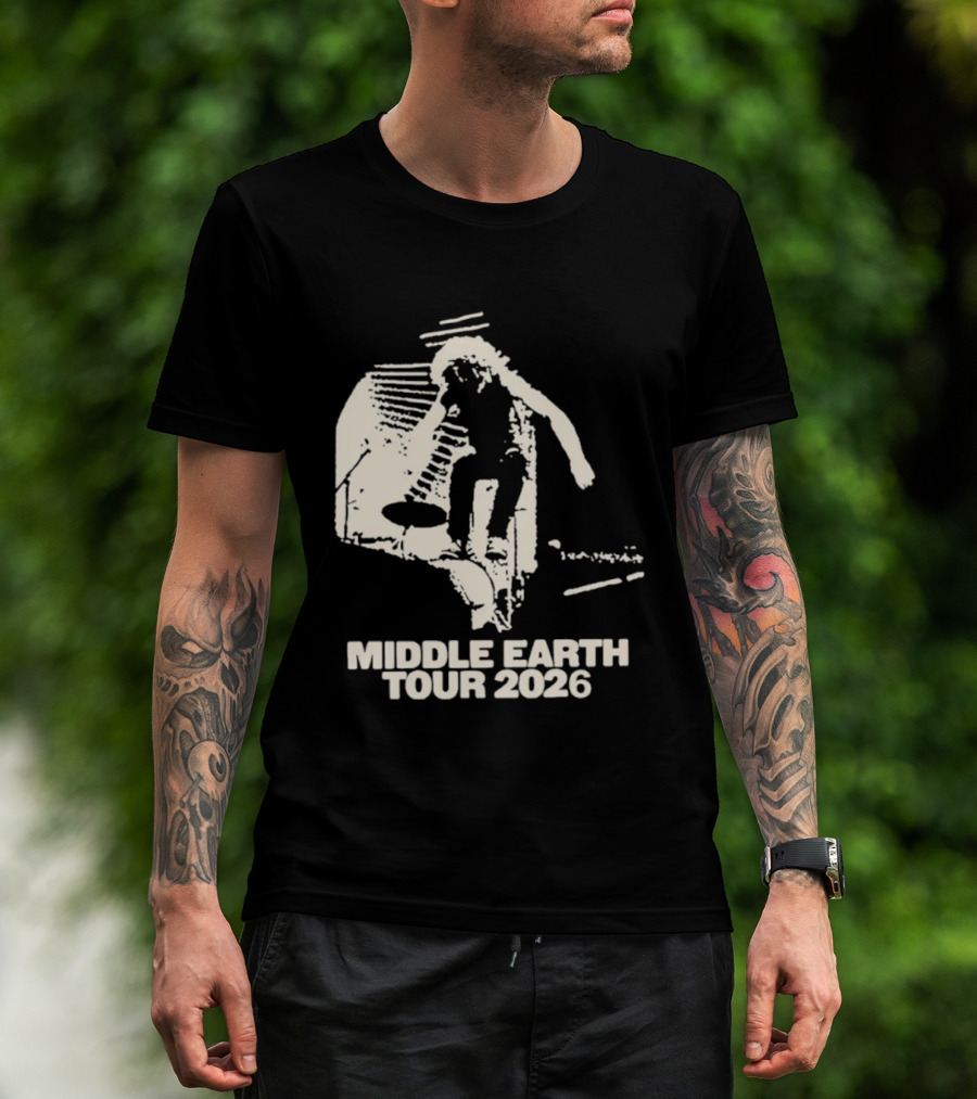 Jesse Welles Middle Earth Tour 2026 Sketch Style Concert Promotion T-Shirt