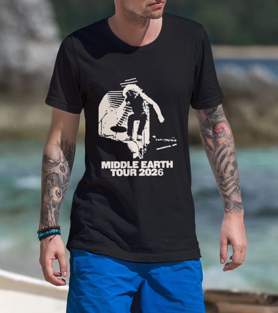 Jesse Welles Middle Earth Tour 2026 Sketch Style Concert Promotion T-Shirt