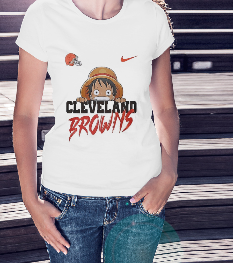Cleveland Browns One Piece Monkey D Luffy Nike Collaboration T-Shirt