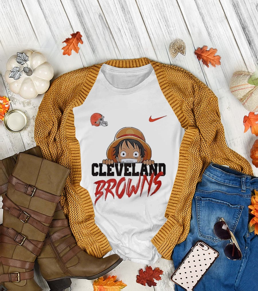 Cleveland Browns One Piece Monkey D Luffy Nike Collaboration T-Shirt