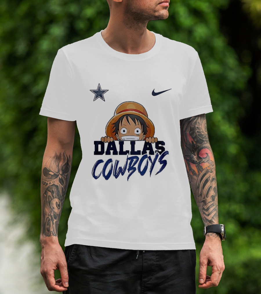 Dallas Cowboys One Piece Monkey D Luffy Nike Collaboration T-Shirt
