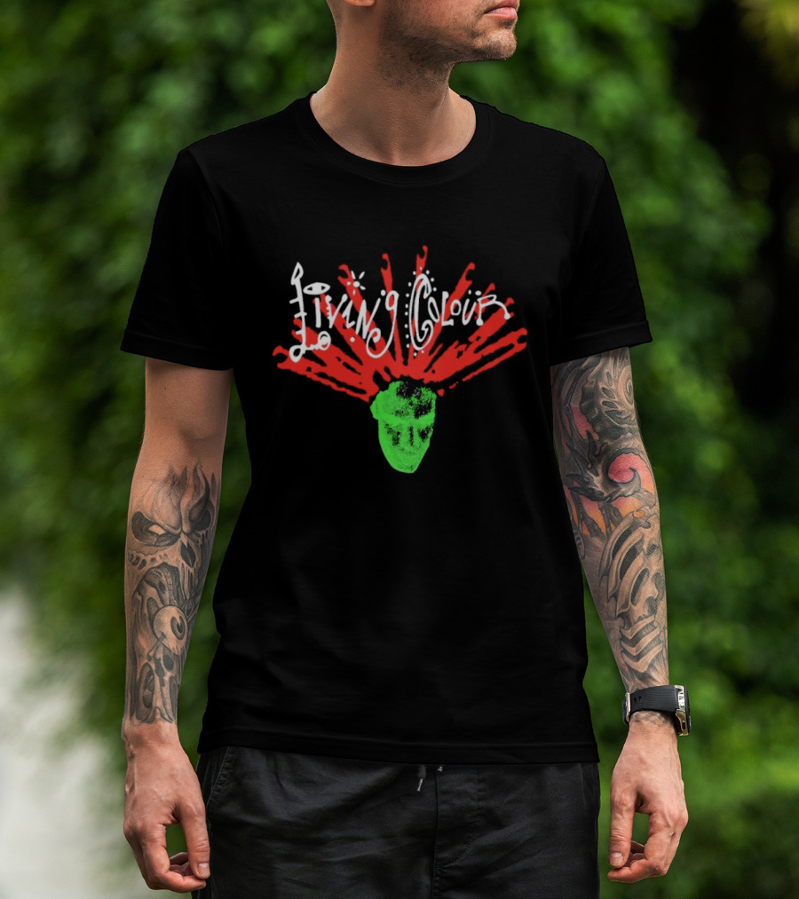 Living Colour Ray Head Simple Explosive Green T-Shirt