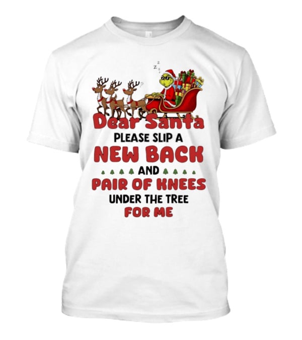 Dear Santa Grinch New Back Pair Of Knees Christmas Humor T-Shirt