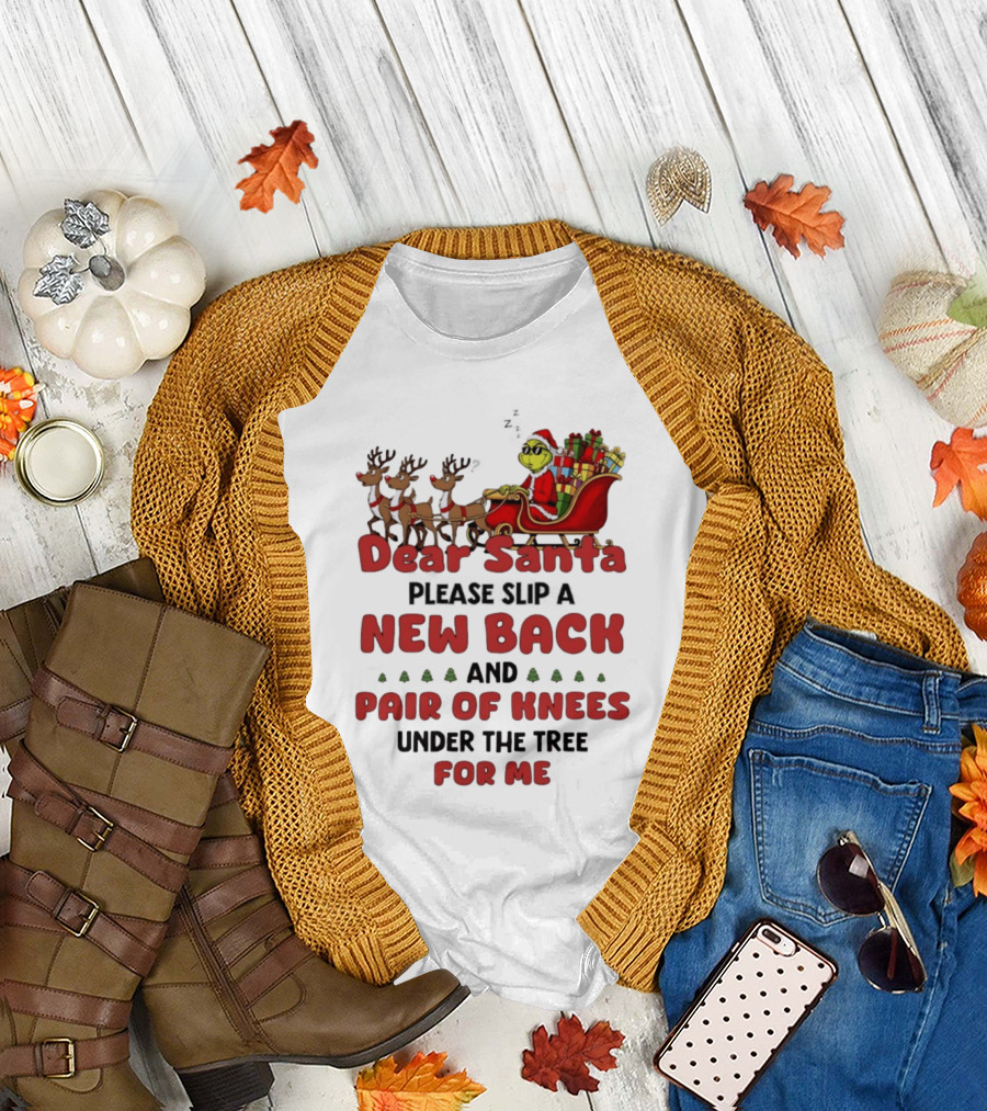 Dear Santa Grinch New Back Pair of Knees Christmas Humor T-Shirt