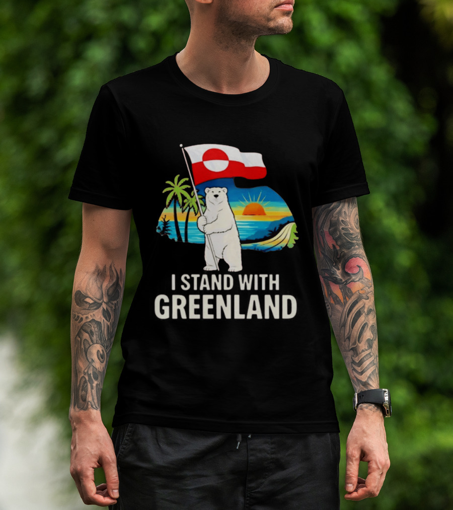 I Stand With Greenland Polar Bear Sunburst Scenery T-Shirt